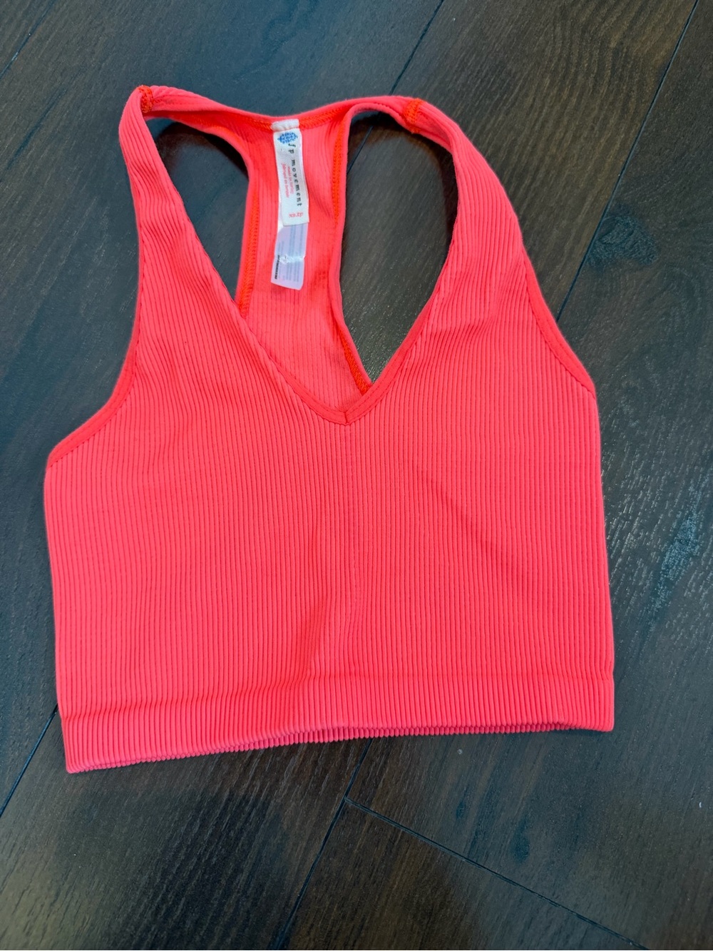 Free People Movement Sports Bra Women xs Good Karma Neon orange Ribbed